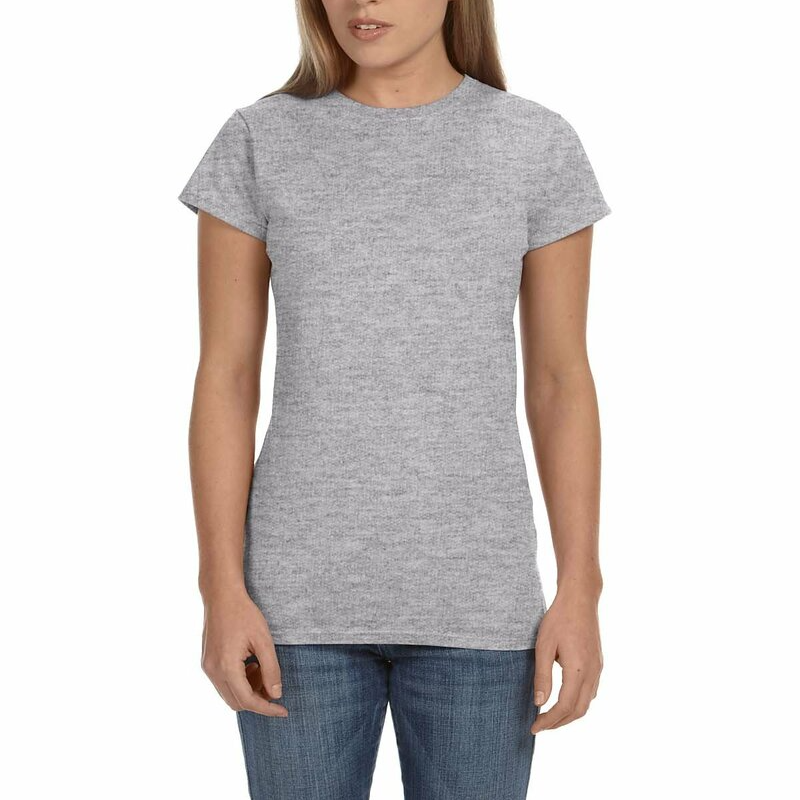 Gildan Ladies' Softstyle T-Shirt (Heather Grey/Black text) Main Image